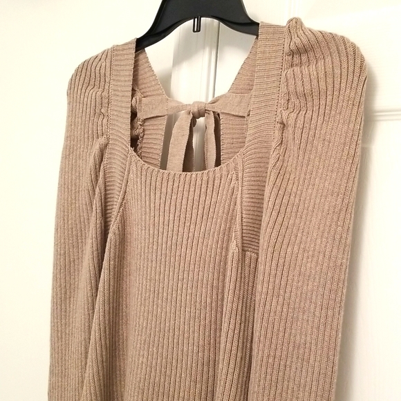 South Moon Under - Promesa Square Neck Rib Long Sleeve Dress, Bow Detail, NWT! - Picture 2 of 7